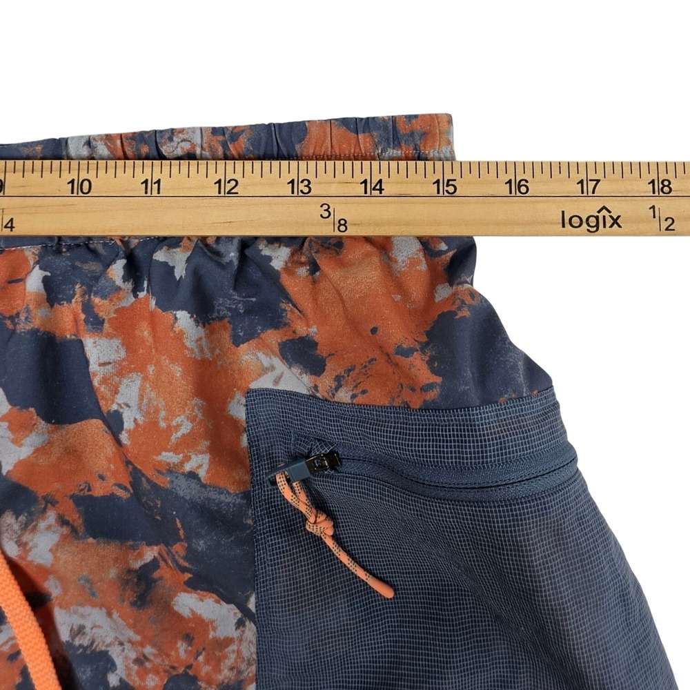 Lululemon Mens Camo Athletic Shorts Orange Blue Mesh Pocket LM7B06S Size M - Picture 4 of 11